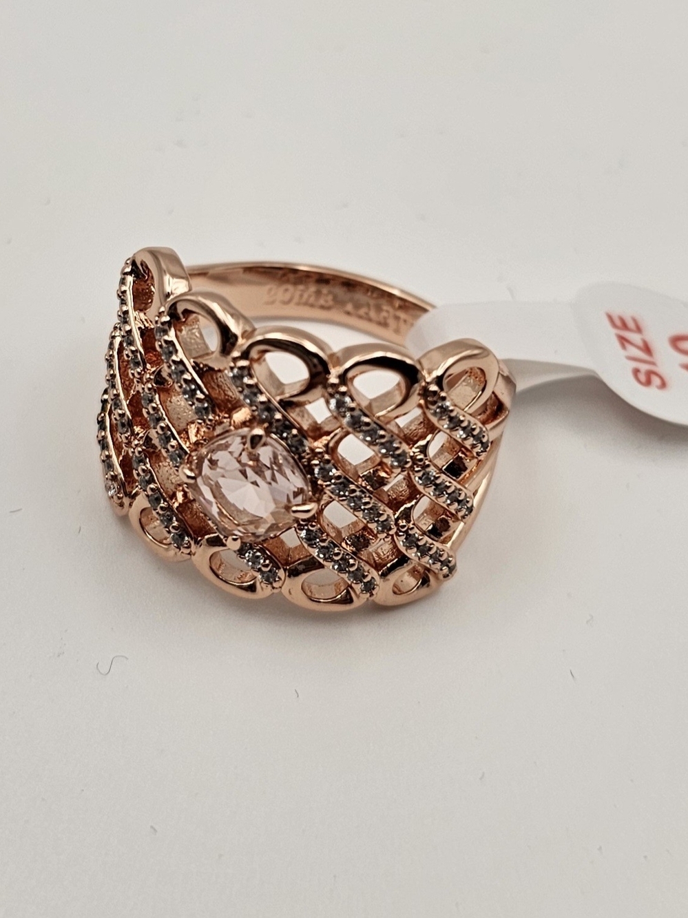 NEW Bomb Party OG Ring "Bragging on You" Sz 10 Pink Morganite on Rose Gold $140